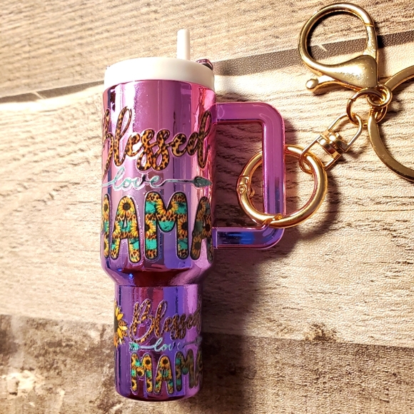 ‼️ "Blessed Mama" Wrapped Tumbler Keychain, New - Picture 1 of 7